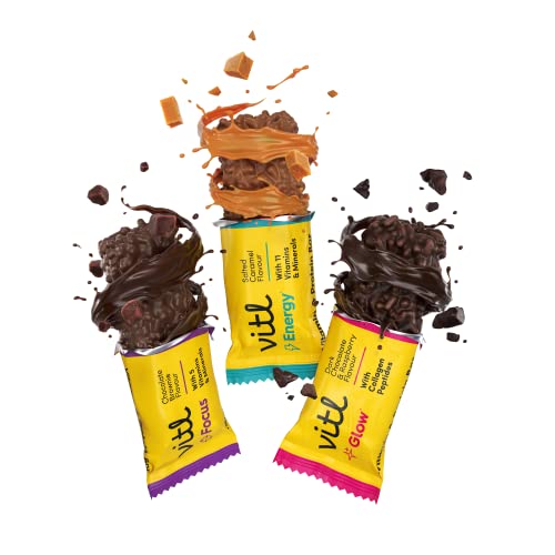 6-Pack VITL Vitamin & Protein Bars - Energy, Glow, Focus