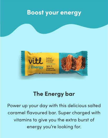 6-Pack VITL Vitamin & Protein Bars - Energy, Glow, Focus