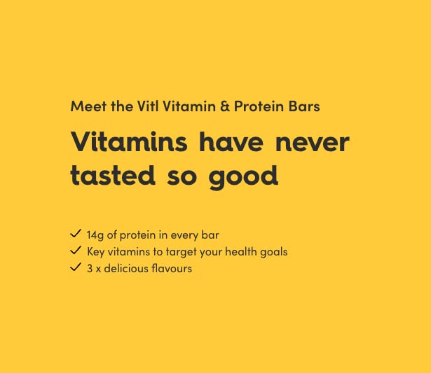 6-Pack VITL Vitamin & Protein Bars - Energy, Glow, Focus