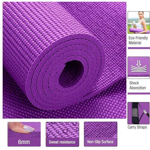 Xn8 Sports Yoga Mat: Non-Slip, 6mm Thick