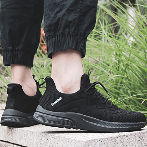 Lightweight Breathable Men's Running Shoes - Black, Size 42 EU