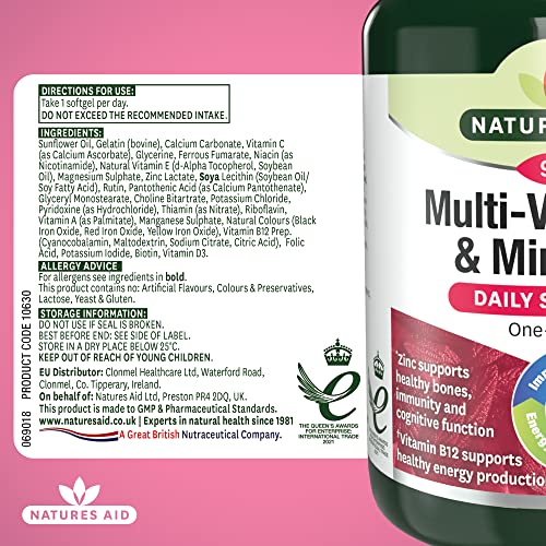 Natures Aid Multi-Vitamins and Minerals, 90 Capsules