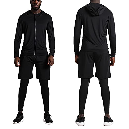 BUYJYA Men's Compression Gym Clothing Set - Black
