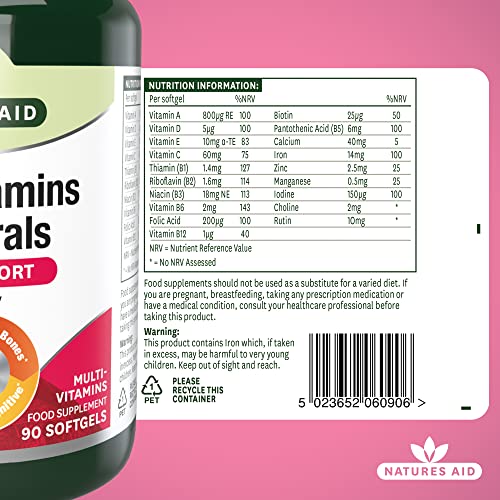 Natures Aid Multi-Vitamins and Minerals, 90 Capsules