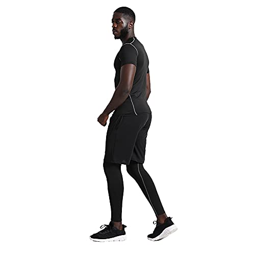 BUYJYA Men's Compression Gym Clothing Set - Black