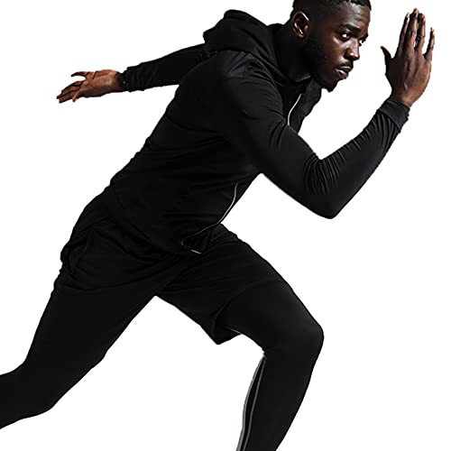BUYJYA Men's Compression Gym Clothing Set - Black