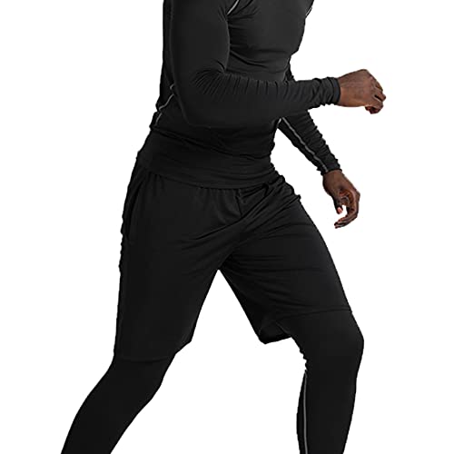 BUYJYA Men's Compression Gym Clothing Set - Black