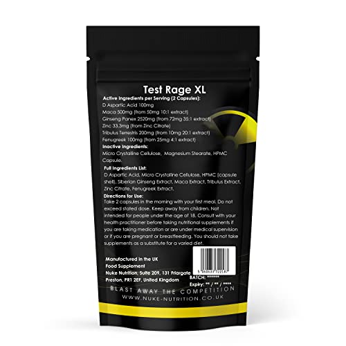 Test Rage XL Testosterone Booster | 60 Capsules | Boosts Male Testosterone