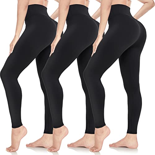 ACTINPUT Black Tummy Control Leggings - 3pcs, L-XL