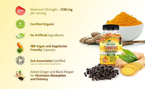 High Strength Turmeric with Ginger and Black Pepper - 180 Capsules