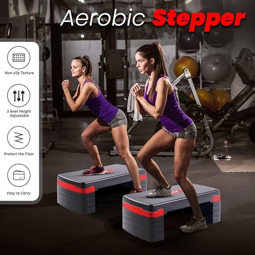 Adjustable Height Aerobic Exercise Stepper - 5 Levels