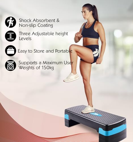 Adjustable Aerobic Exercise Stepper - 3 Levels Blue