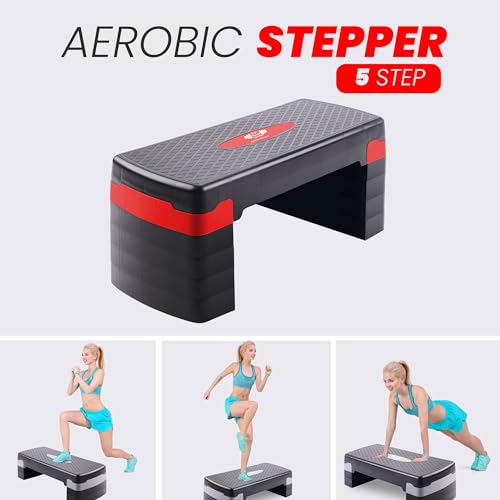 Adjustable Height Aerobic Exercise Stepper - 5 Levels