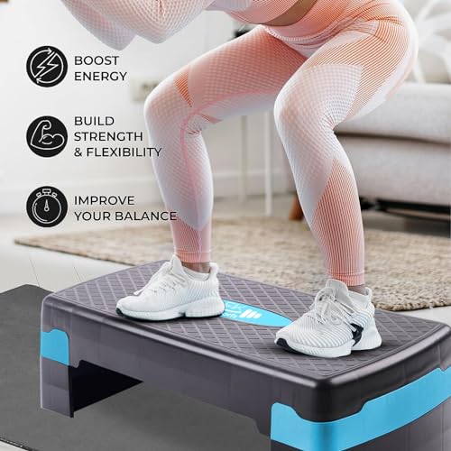 Adjustable Aerobic Exercise Stepper - 3 Levels Blue