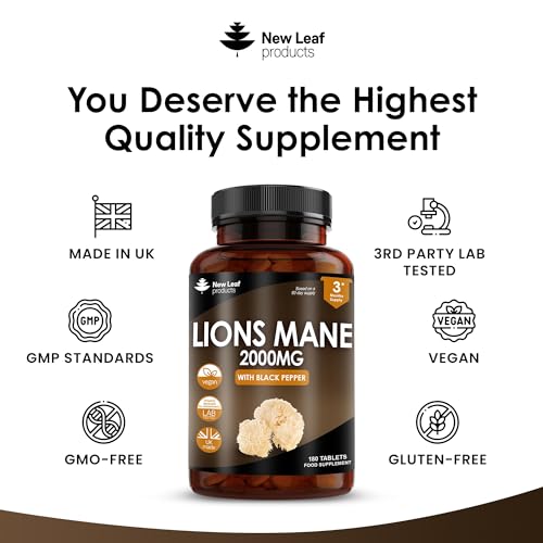 Lions Mane Mushroom Extract: 2000mg High Strength Tablets