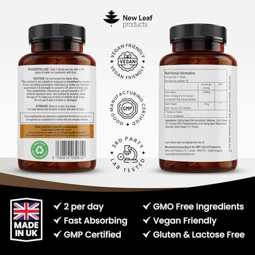 Lions Mane Mushroom Extract: 2000mg High Strength Tablets