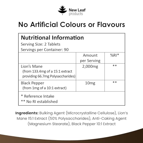 Lions Mane Mushroom Extract: 2000mg High Strength Tablets