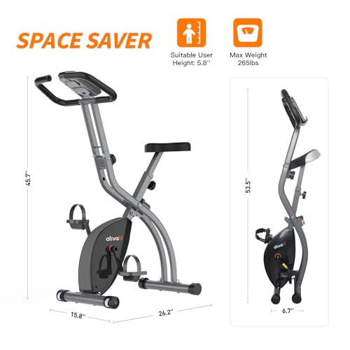 ATIVAFIT Foldable Magnetic Exercise Bike with Resistance Bands