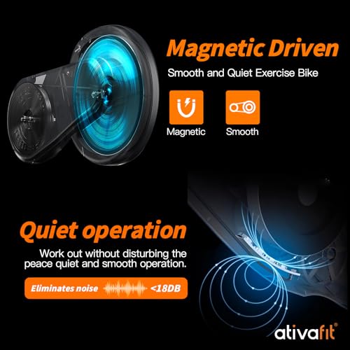 ATIVAFIT Foldable Magnetic Exercise Bike with Resistance Bands