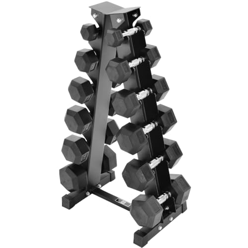6 Tier Rack Stand - 2.5kg-15kg Cast Iron Dumbbells