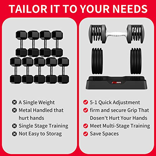 Adjustable Dumbbell Set - 5 Weight Levels, Versatile