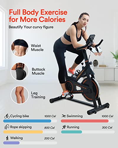 UREVO Indoor Exercise Bike: 10kg Flywheel, 260LBS Weight Capacity
