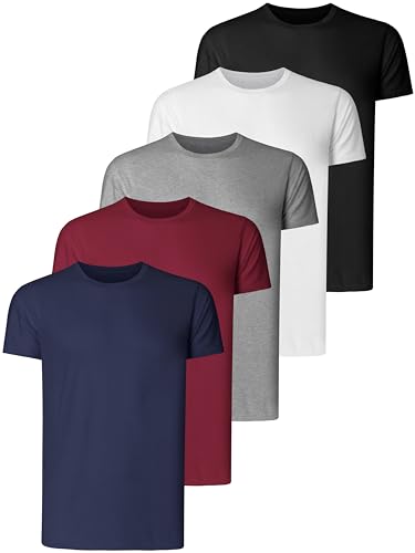 Men's 5-Pack Plain T-Shirts for Fitness and Weight Loss