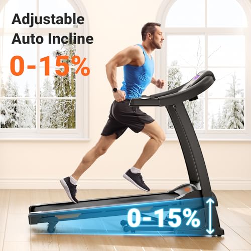 Foldable Treadmill: Powerful Motor, Incline, 300lbs Capacity