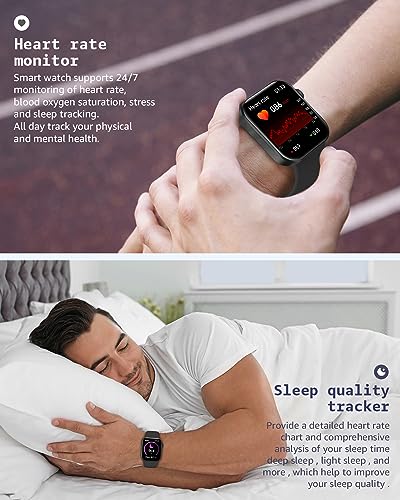 AZTTKIA Smartwatch: Calls, 1.85" Fitness Tracker, IP68 Waterproof
