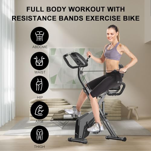 Foldable 4-in-1 Magnetic Exercise Bike with LCD Display