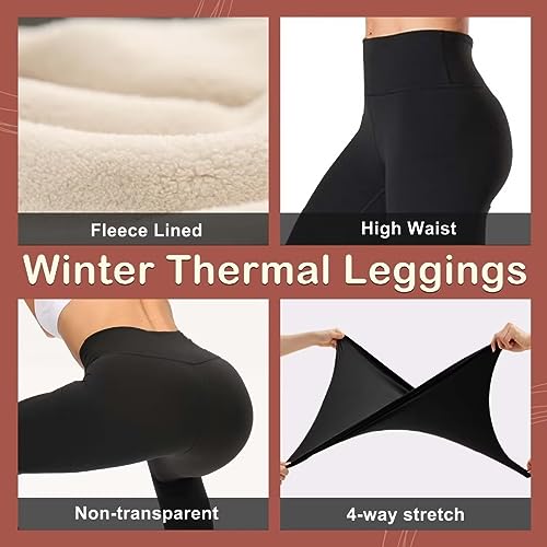 Women's High Waisted Fleece Leggings for Winter