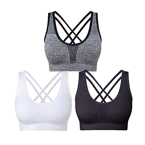 SEGRILA 3 Pack Crisscross Sports Bras - Medium Support