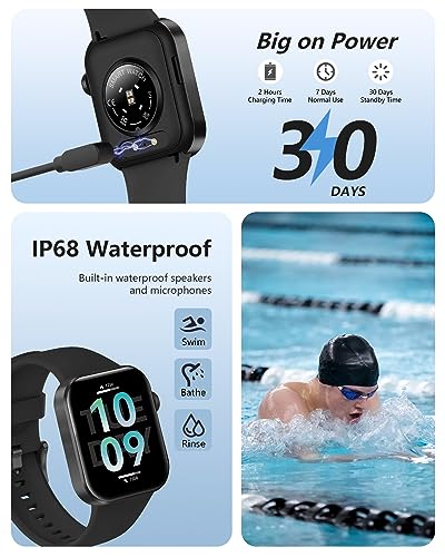 AZTTKIA Smartwatch: Calls, 1.85" Fitness Tracker, IP68 Waterproof