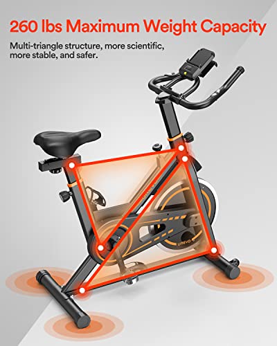UREVO Indoor Exercise Bike: 10kg Flywheel, 260LBS Weight Capacity