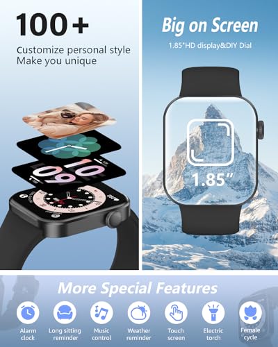 AZTTKIA Smartwatch: Calls, 1.85" Fitness Tracker, IP68 Waterproof