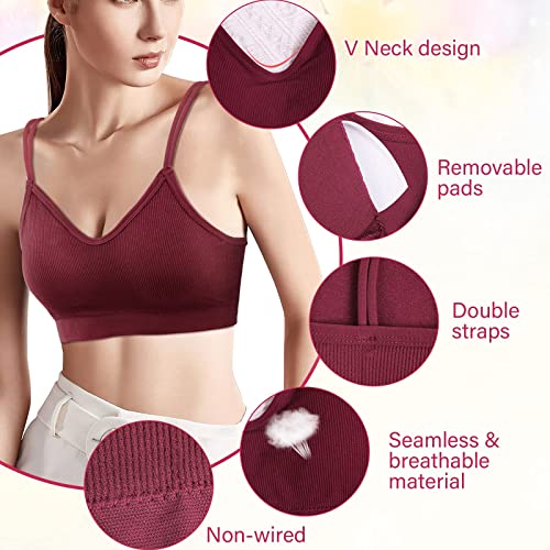 6Pcs Thrilez V Neck Cami Bras: Non-Wired, Seamless