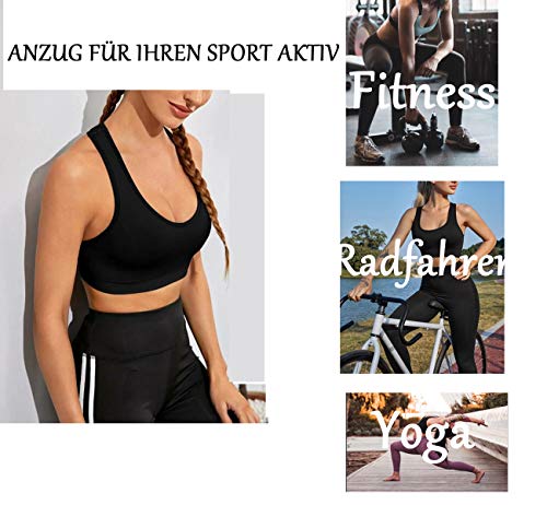 ANGOOL Padded Sports Bra for Women - Mid-Impact