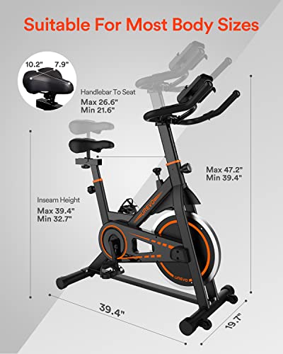 UREVO Indoor Exercise Bike: 10kg Flywheel, 260LBS Weight Capacity