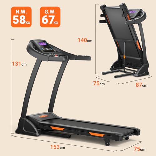 Foldable Treadmill: Powerful Motor, Incline, 300lbs Capacity