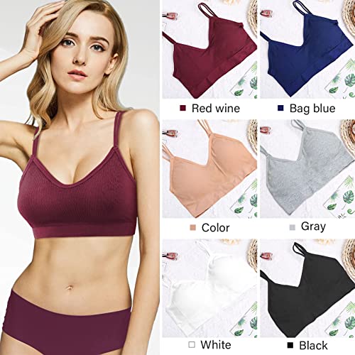 6Pcs Thrilez V Neck Cami Bras: Non-Wired, Seamless