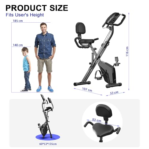 Foldable 4-in-1 Magnetic Exercise Bike with LCD Display