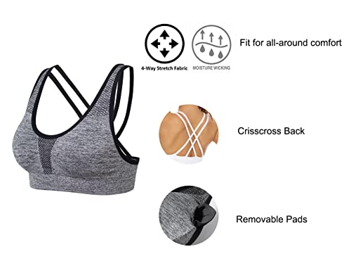 SEGRILA 3 Pack Crisscross Sports Bras - Medium Support