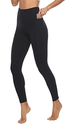 JOYSPELS High Waisted Leggings with Pockets - Black - L