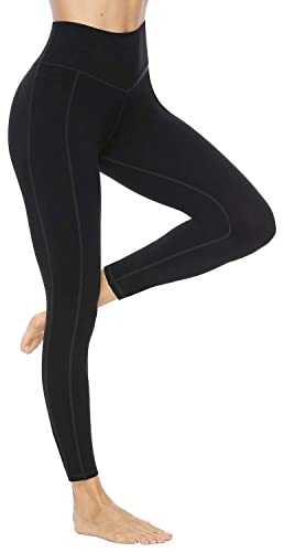 JOYSPELS High Waisted Leggings with Pockets - Black - L