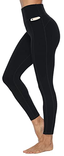 JOYSPELS High Waisted Leggings with Pockets - Black - L