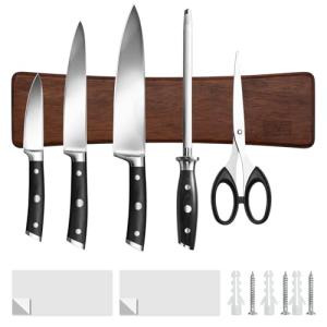 HOSHANHO 10-Inch Acacia Wood Magnetic Knife Strip