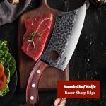 Huusk Hand Forged Honesuki Meat Cleaver Knife
