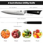 SHAN ZU Damascus Chef Knife 6 inch,67-Layer Japanese Steel 10Cr15CoMoV Kitchen Knife, High Carbon Super Sharp Japanese Chef Knife, All Purpose Professional Kitchen Utility Petty Knives with G10 Handle