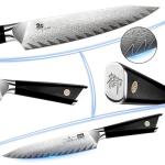 SHAN ZU Damascus Chef Knife 6 inch,67-Layer Japanese Steel 10Cr15CoMoV Kitchen Knife, High Carbon Super Sharp Japanese Chef Knife, All Purpose Professional Kitchen Utility Petty Knives with G10 Handle