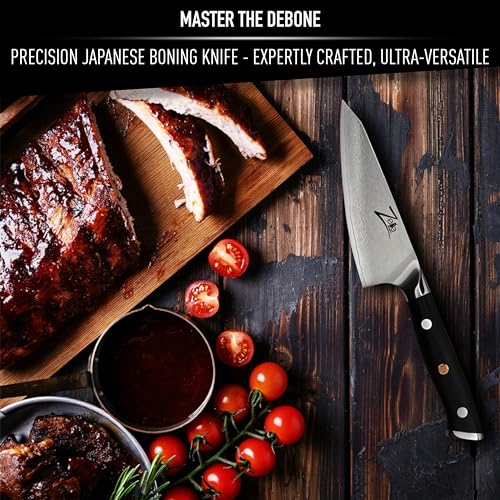 Zelite Alpha-Royal Honesuki Knife: 4.5 Inch, Japanese Damascus